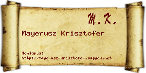 Mayerusz Krisztofer névjegykártya